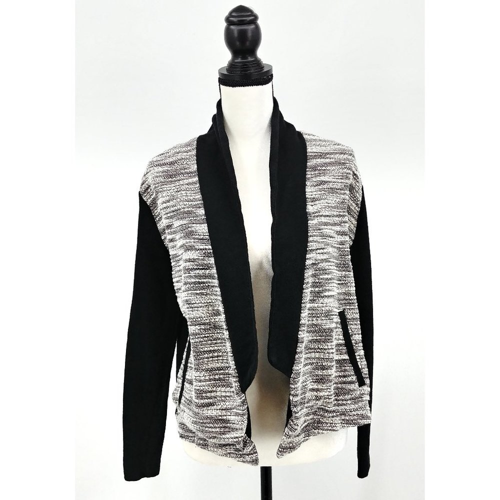 Lou & Grey Open Front Marled Black Knit Jacket